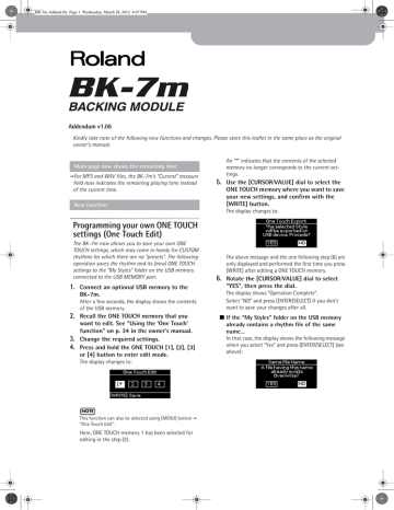 Roland BK-7m Backing modul Owner's Manual | Manualzz
