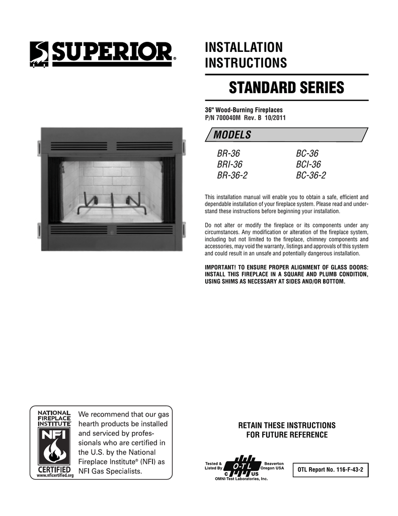 Bc Br 36 Lennox Fireplace Discontinued Installation Manualzz