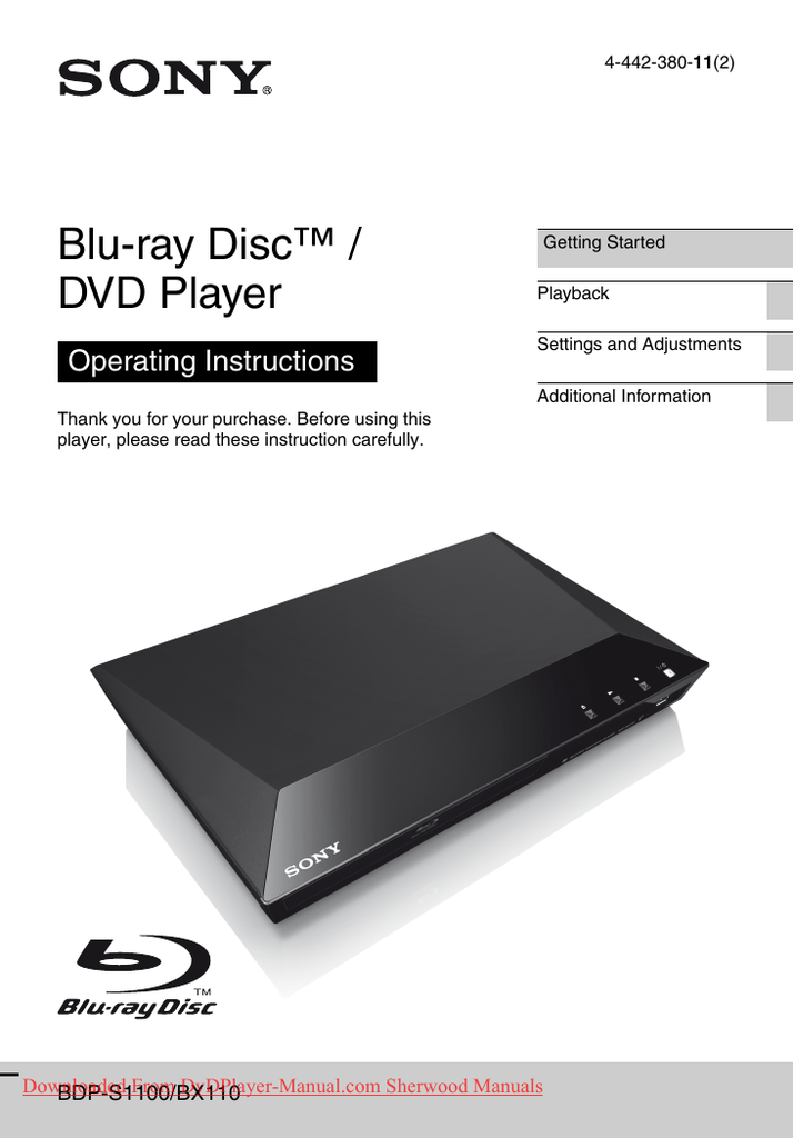 Sony BDP-S1100 User Guide Manual Operating Instruction Pdf | Manualzz Sony BDP-S1100 User Guide Manual Operating Instruction Pdf | Manualzz