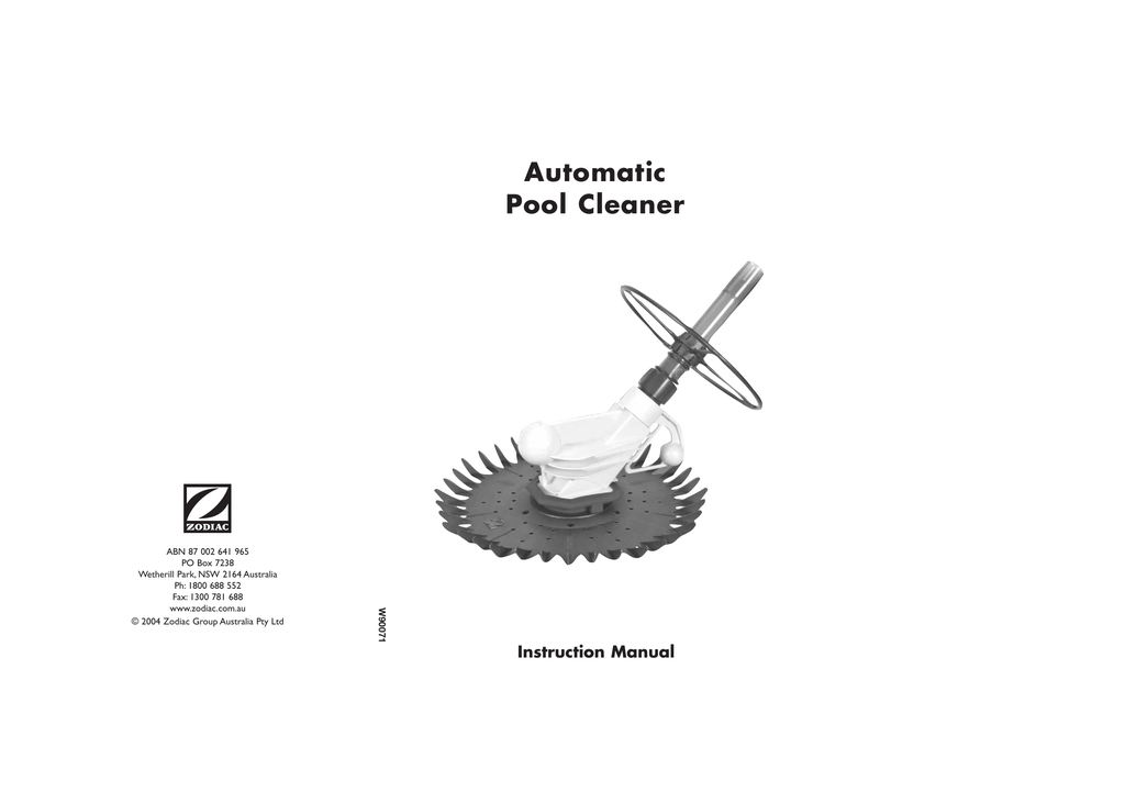 Zodiac Automatic Pool Cleaner Instruction manual Manualzz