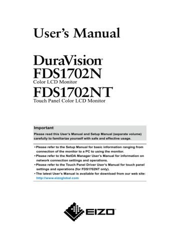 Eizo FDS1702NT User manual | Manualzz