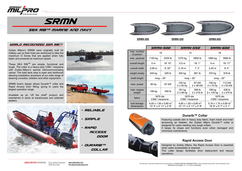 2013 Zodiac Milpro SRMN Manualzz