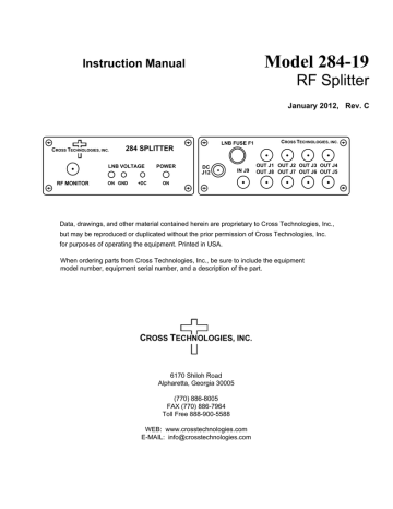 Cross Technologies 284-19 L-Band Splitter, 8-Way Owner's Manual | Manualzz