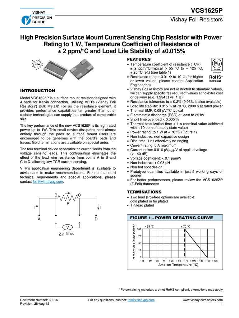 Datasheet For Yrd9w By Vishay Precision Group Manualzz