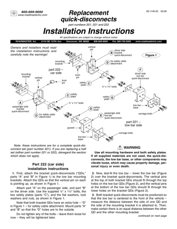 Installation Instructions Replacement quick-disconnects | Manualzz