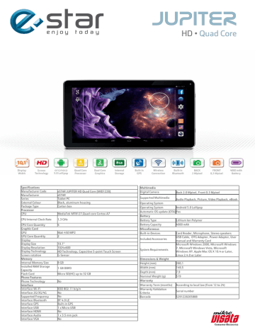 Estar Jupiter Hd Quad Core Mid 1228 Techniniai Duomenys Manualzz