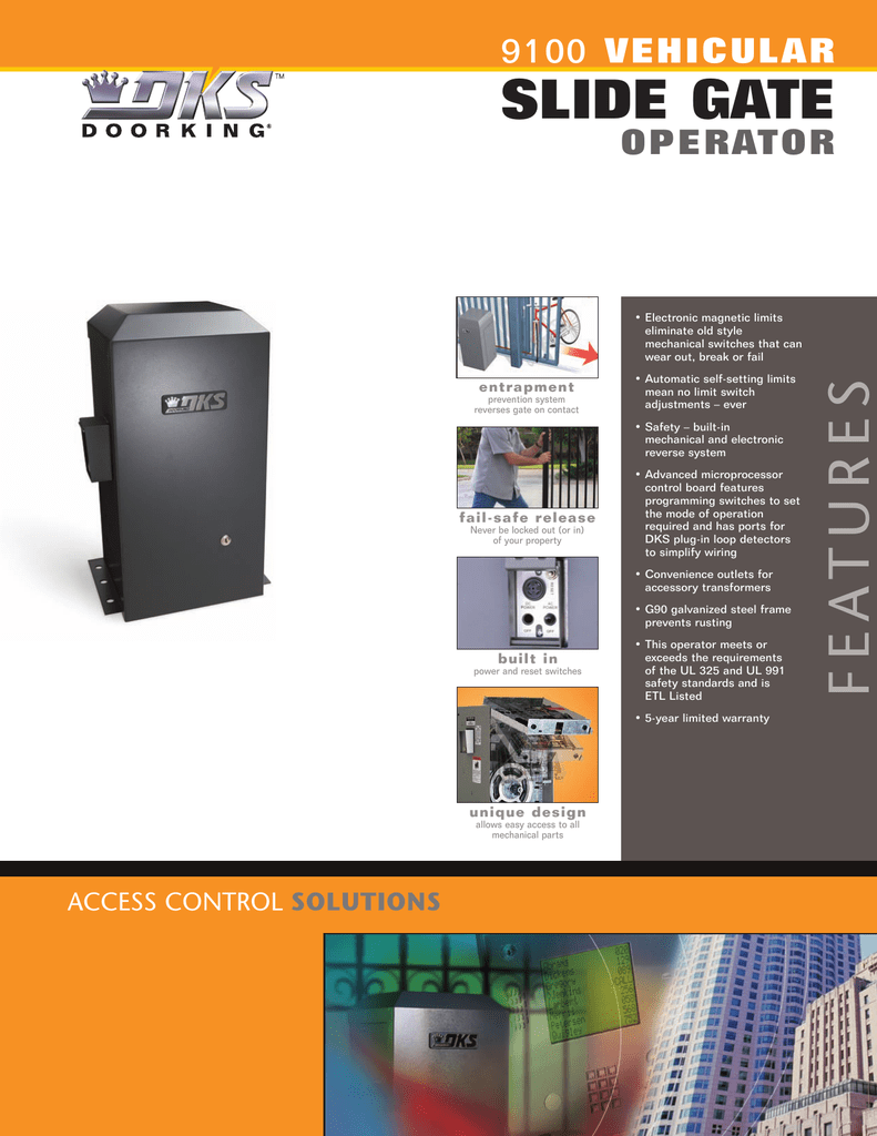 Doorking 9100 Slide Gate Opener Commercial Gate Operator Spec