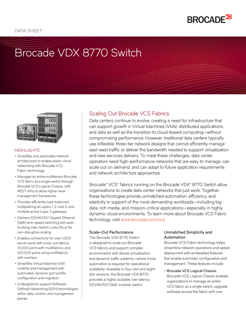 Data Sheet Brocade Vdx 8770 Manualzz