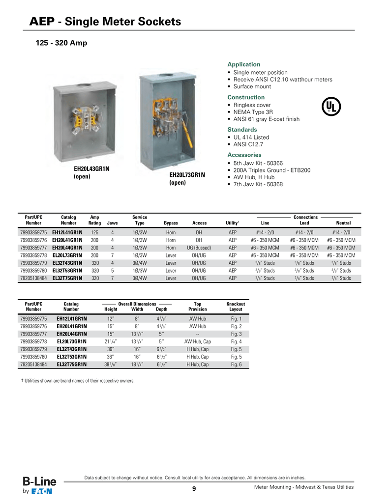 AEP Approved Meter Sockets Manualzz