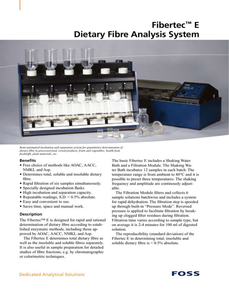 Fibertec E Dietary Fibre Analysis System ™ Manualzz