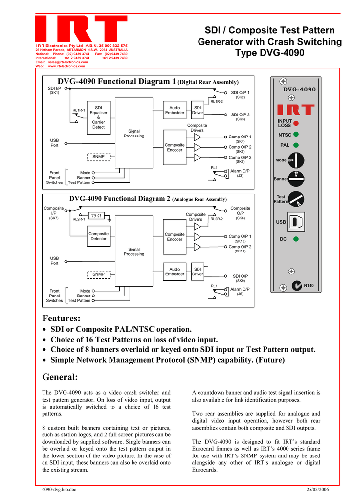 Sdi Composite Test Pattern Generator With Crash Switching Type