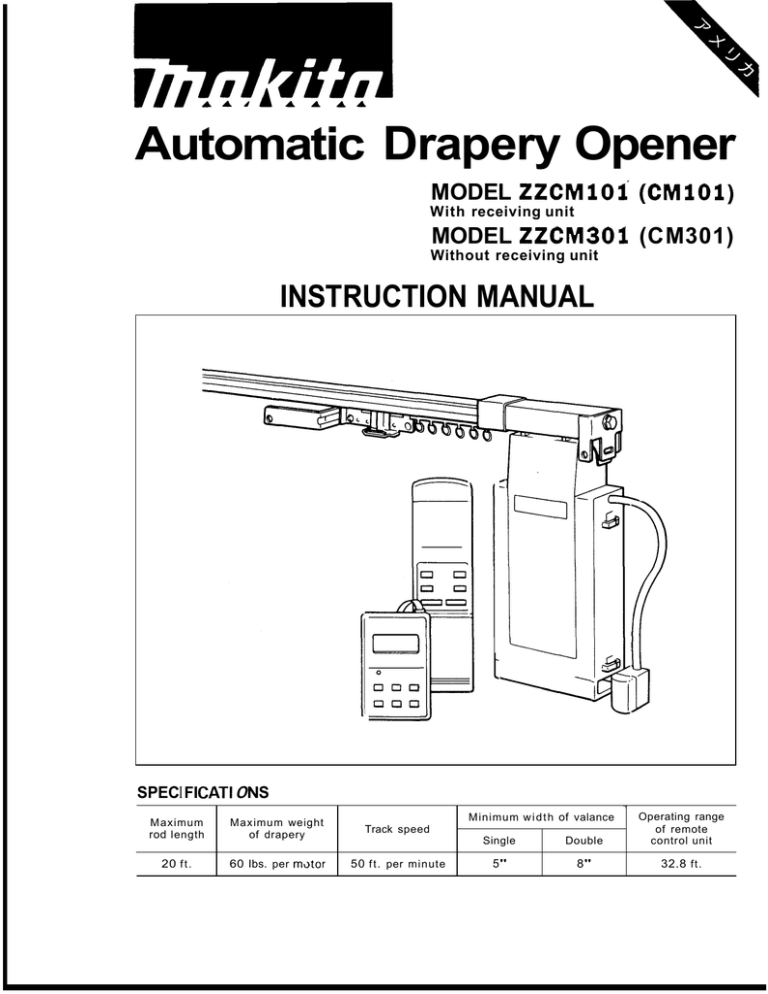 Makita Automatic Drapery Opener Installation Manual () Manualzz