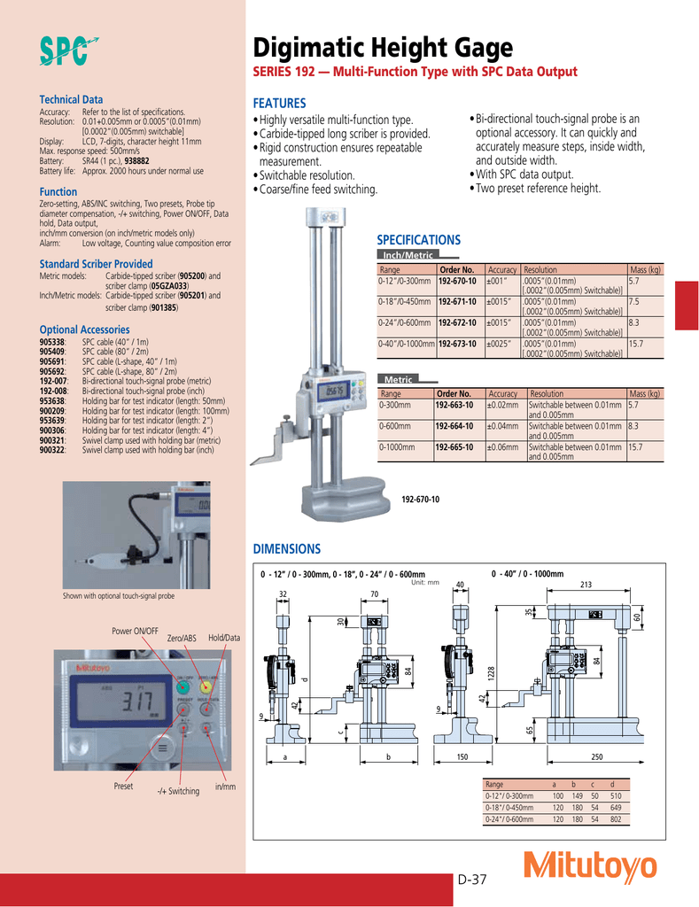 Height Gages Manualzz