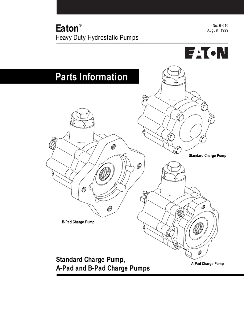 Eaton Parts Information Standard Charge Pump, A-Pad and B-Pad Charge ...