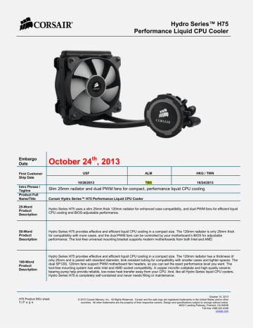 October 24 , 2013  Hydro Series™ H75 | Manualzz