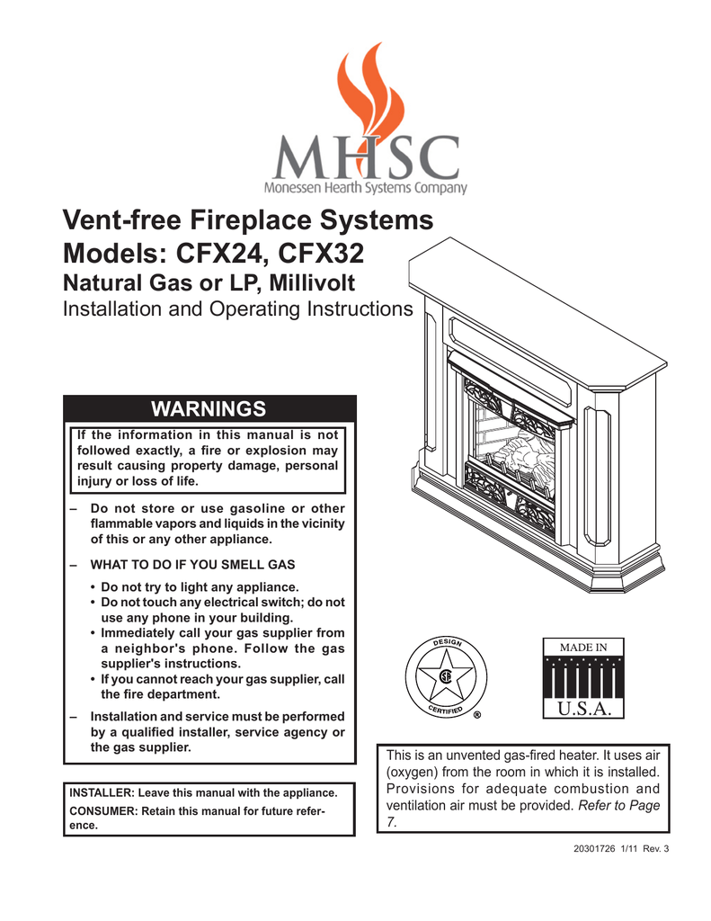 Monessen Chesapeake VentFree Fireplace Manualzz