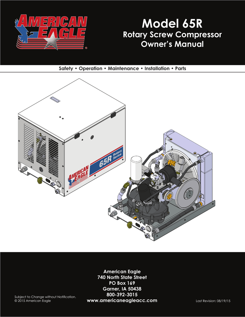 Model 65R Rotary Screw Compressor Owner's Manual American Eagle | manualzz.com