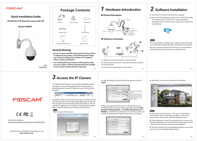 Foscam FI9828P Outdoor Camera Installation Guide_V4.6 | Manualzz