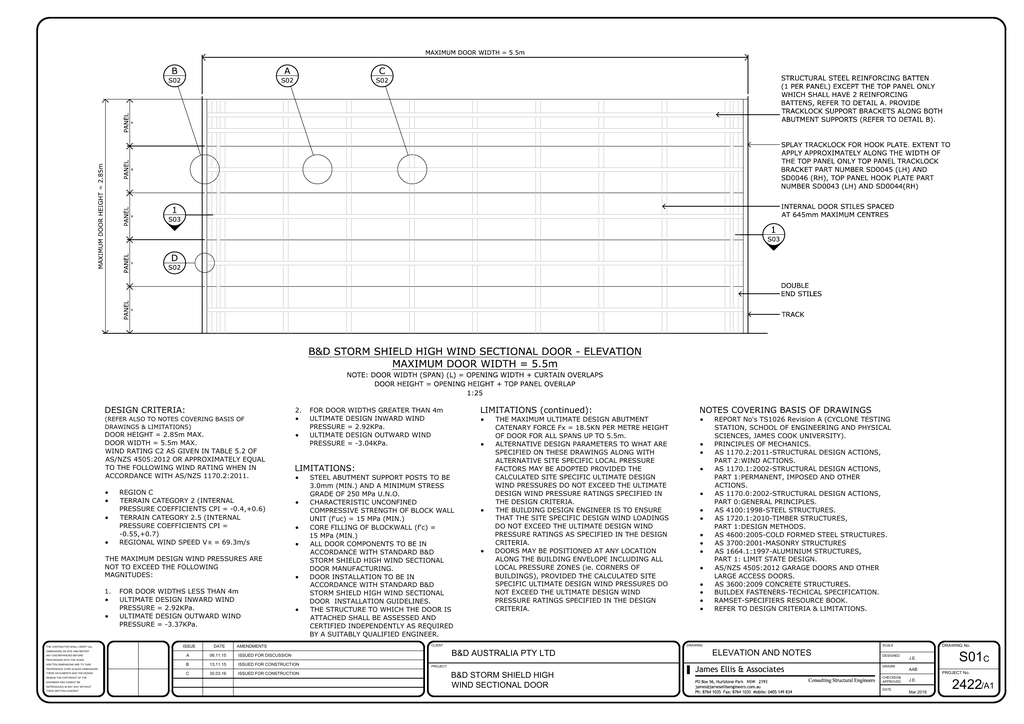 Storm Shield Sectional Garage Door Certification Drawings