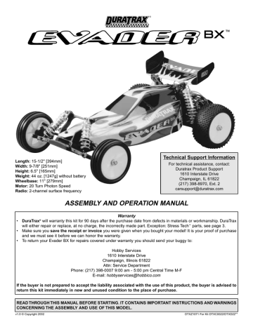 Duratrax Evader BX Product manual | Manualzz