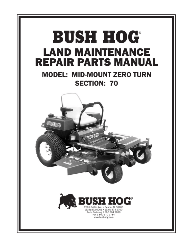 Bush Hog (M) Series Early Models MIDMOUNT ZERO TURN Mower User manual