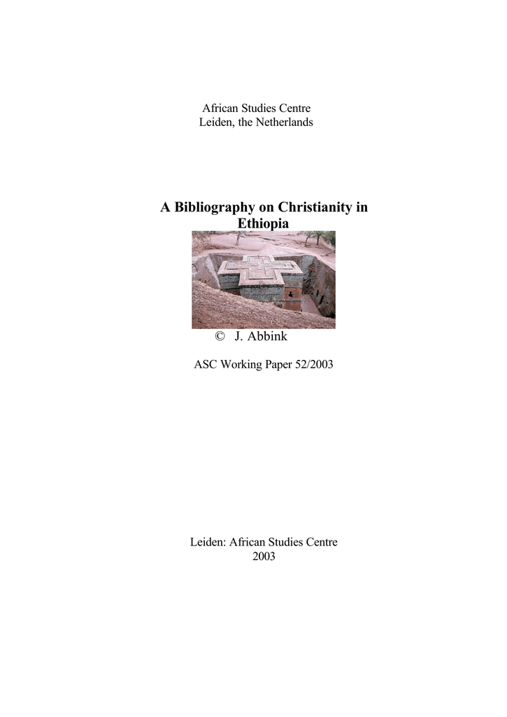 a bibliography of christianity in ethiopia by john abbink manualzz