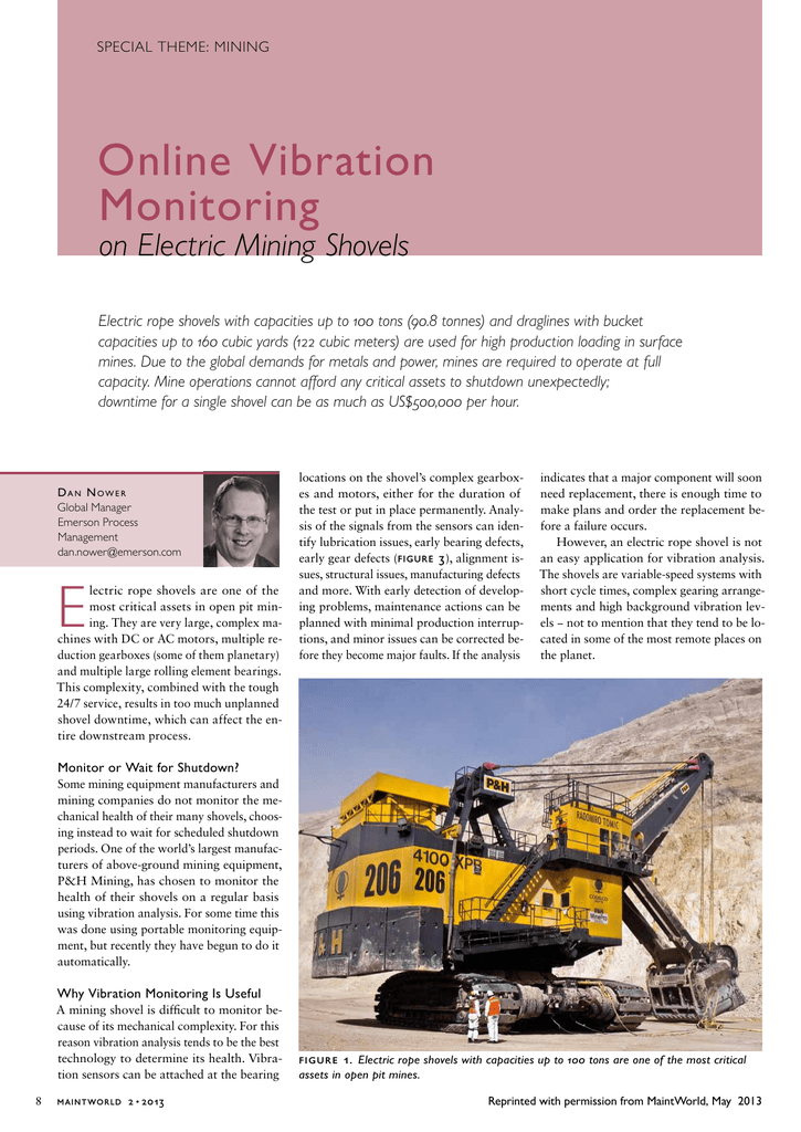 Online Vibration Monitoring On Electric Mining Shovels Manualzz