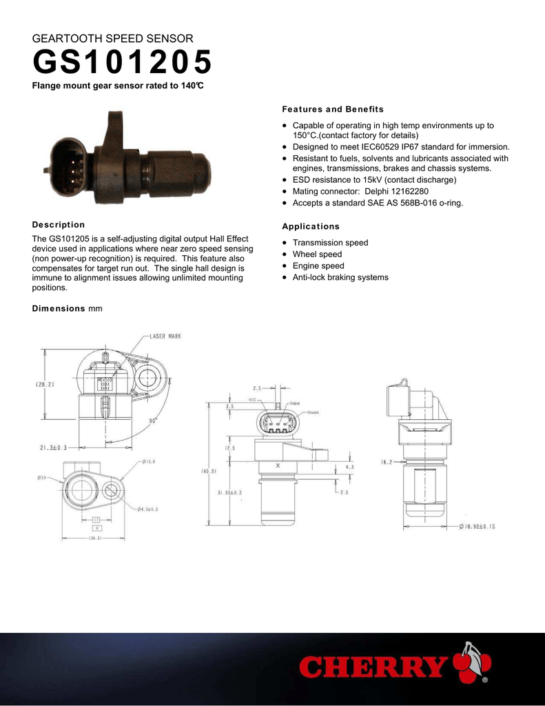 Speed Sensor GS1012 Series Gear Tooth GS101205 Pack of 2 5 to 30 Vdc