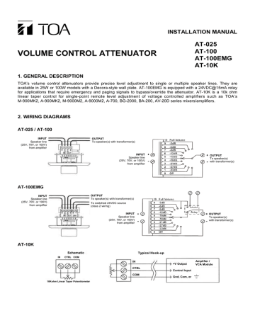 TOA AT-10K manual | Manualzz  Bogen Volume Control Wiring Diagram    Manualzz