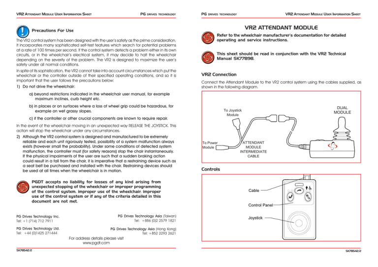 VR2 Attendant control Basic Operating Instructions Manualzz