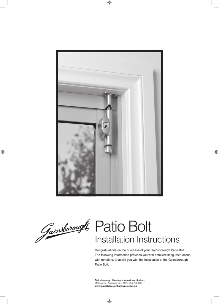 Security And Patio Door Locks Patio Bolt Installation