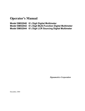 2.0 SPECIFICATIONS. Signametrics SMX2040 | Manualzz