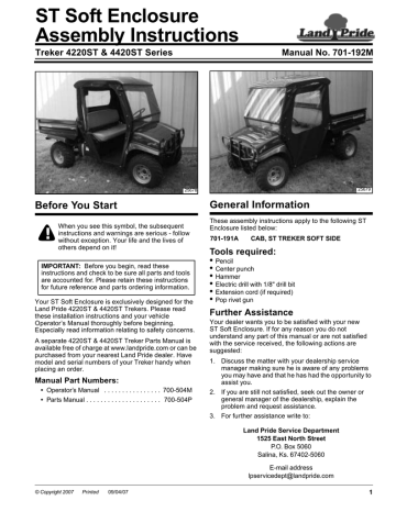 Land Pride Treker: 20 Series Manual | Manualzz