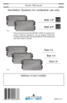 Venmar ventilation system Solo 1.5, Solo 2.0, Duo 1.2, Duo 1.4, Duo 1.9 User Manual