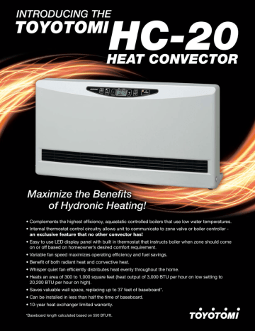 Toyotomi HC-20 Heat Convector Brochure | Manualzz