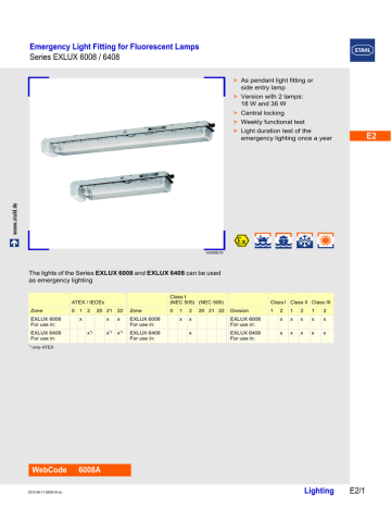 Stahl Exlux 6008 Emergency Light Fitting For Fluorescent Lamps Manualzz 