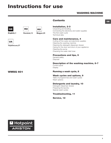 Whirlpool WMSG 601 EU, MOD X COLLAUDO RAW User guide | Manualzz