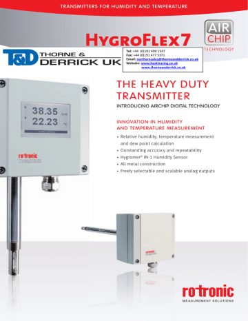 Rotronic Hf7 Hygroflex Humidity Temperature Transmitter Manualzz