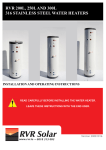 RVR Water heater RVR 200L, RVR 250L, RVR 300L Instructions