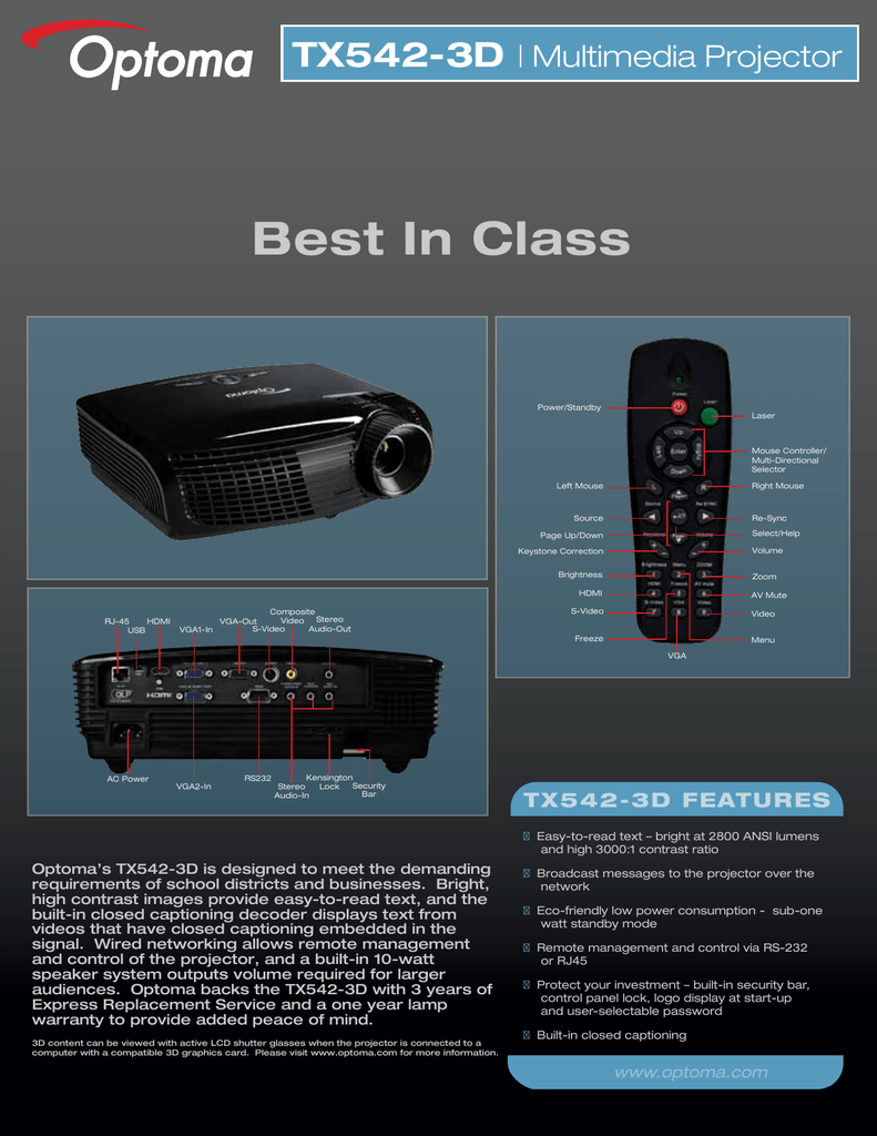 Compatible Replacement Optoma /'DS/' Series Projector Remote Control