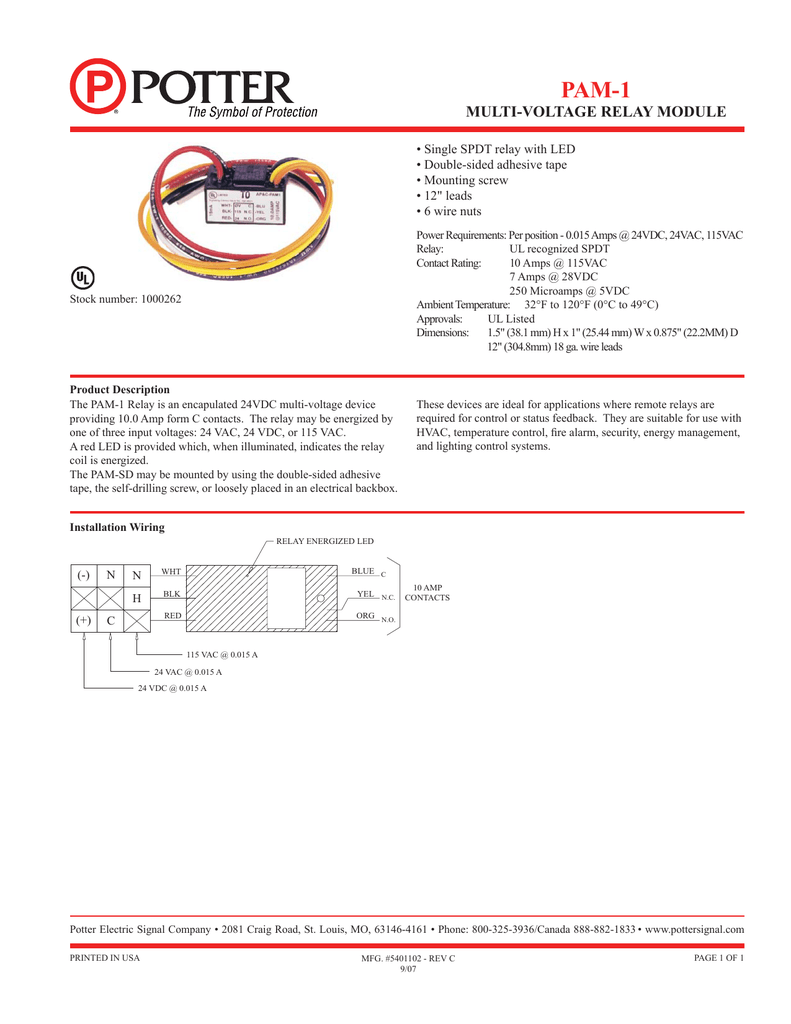 PAM-1 MULTI-VOLTAGE RELAY MODULE • Single SPDT relay with LED | Manualzz Pam 1 Relay Wiring Diagram Manualzz