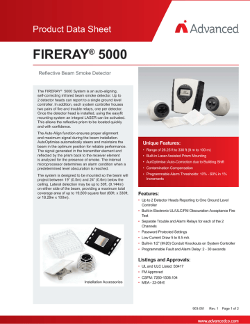 FIRERAY 5000 Reflective Beam Detector | Manualzz