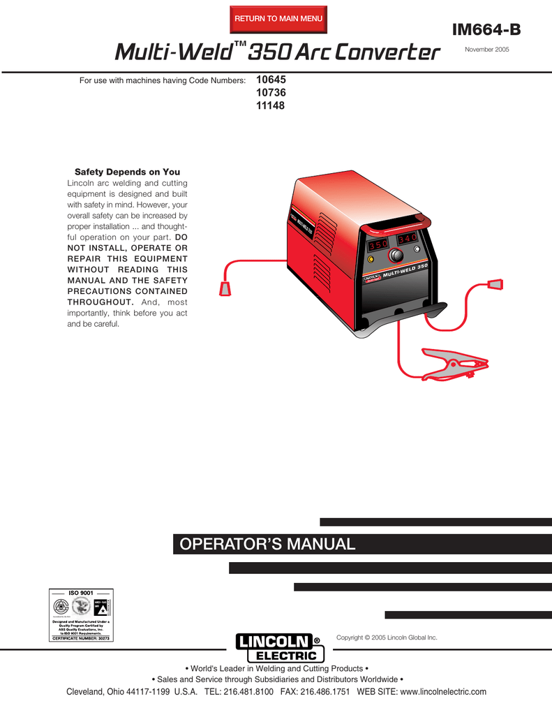 Lincoln Multi Weld 350 Arc Convertor Fact Sheet Manualzz