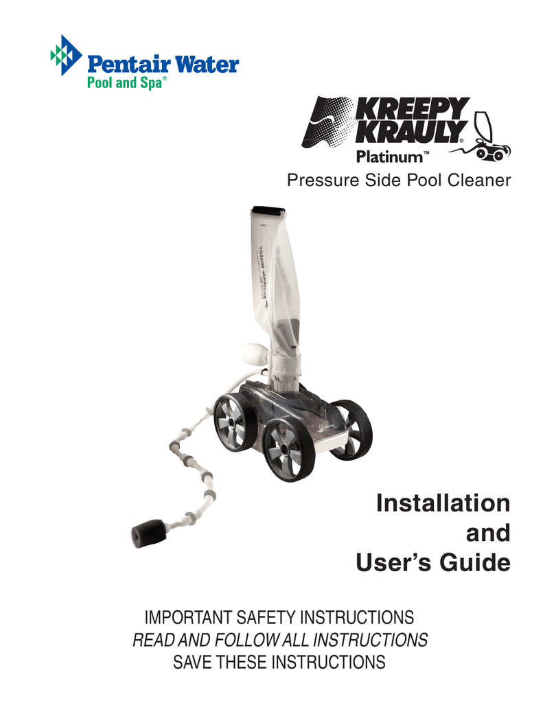 Pentair Platinum Pool Cleaner Install Guide Manualzz