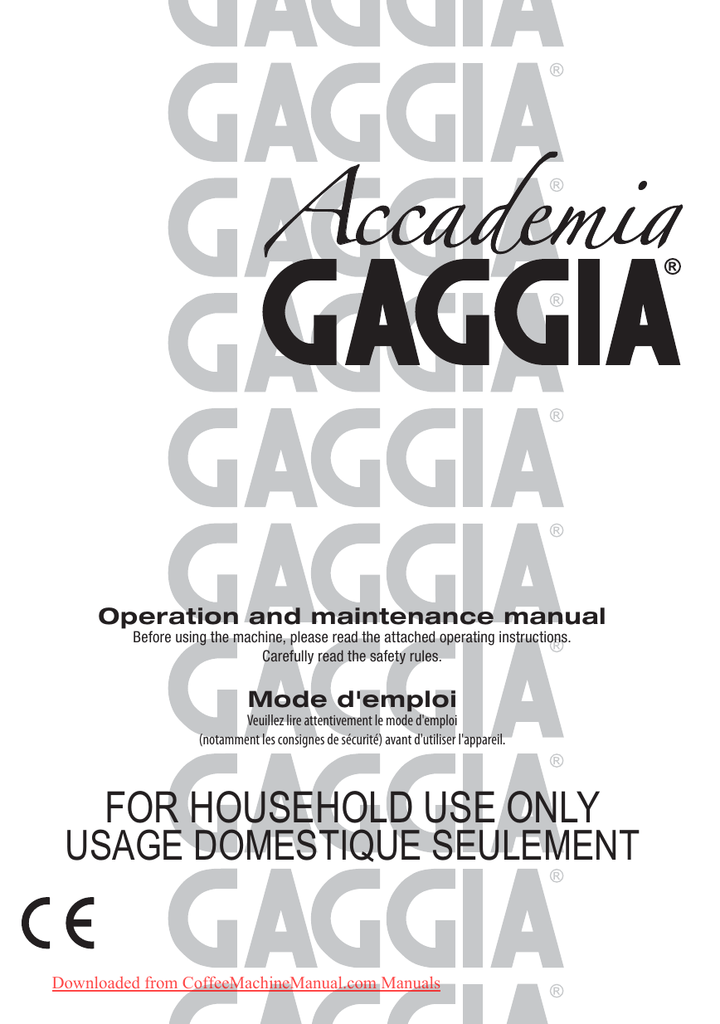 Gaggia Accademia User Guide Manual pdf 