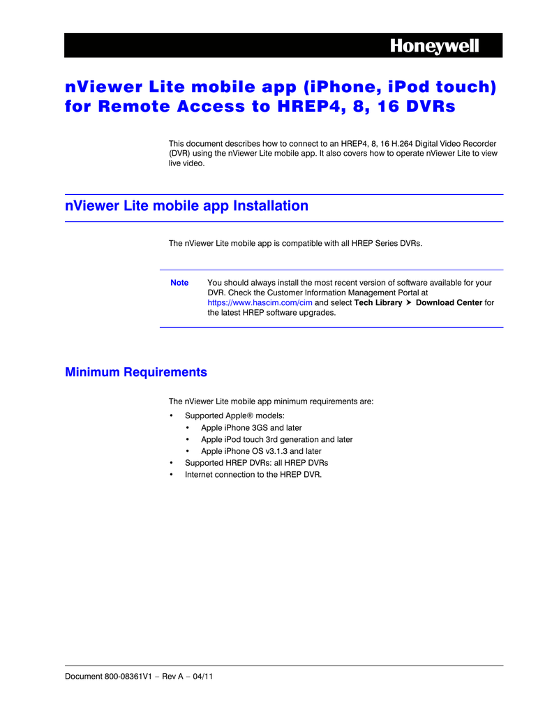 HRDP H264 DVR User Guide (French) Honeywell Security