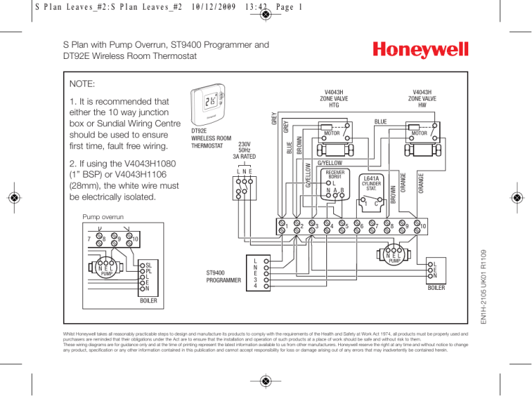 FAQ Wiring Diagram S Plan Pump Overrun (ST9400 and DT92E) | Manualzz