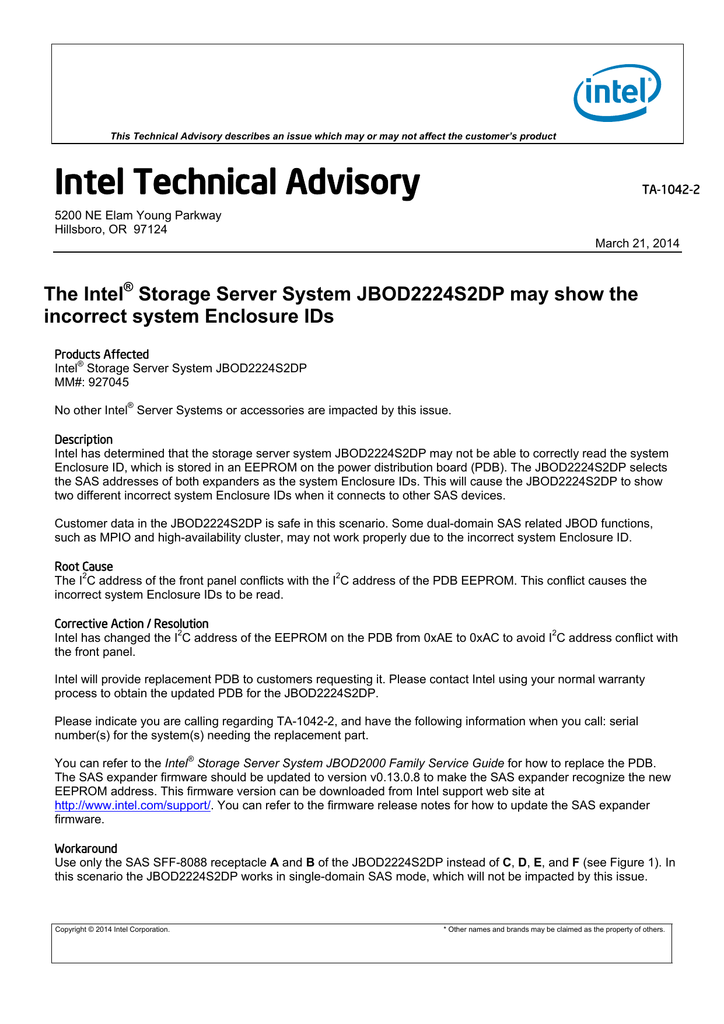 The Intel Storage Server System Jbod2224s2dp May Show The Manualzz