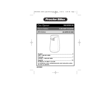 Proctor-Silex 75217f Power Can Opener Black