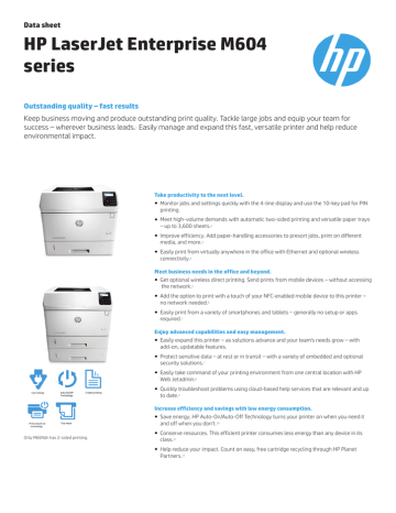 - HP LaserJet Enterprise M604 series Datasheet | Manualzz